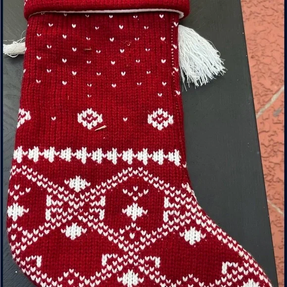 Red and White Knit Christmas Stocking by House and Garden - Picture 2 of 3